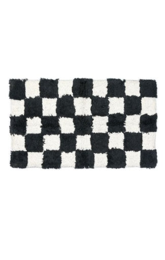 Checkerboard Black Bath Rug