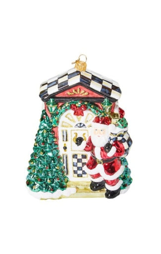 Front Door Santa Glass Ornament