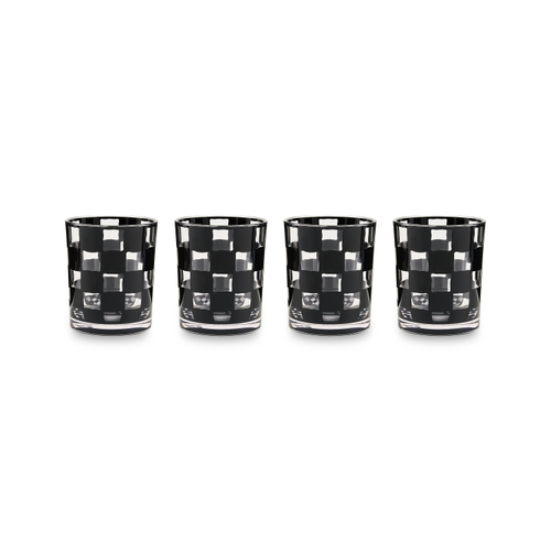 Black Check Acrylic Tumblers, Set Of 4