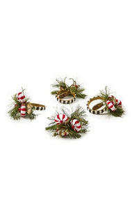 Peppermint & Pine Napkin Rings, Set Of 4