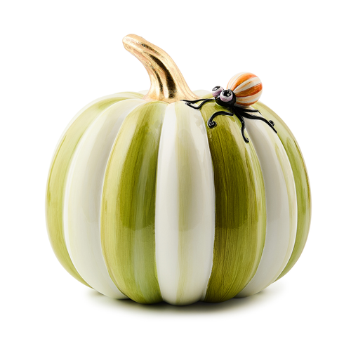 Fergal'S Friend Spider On Small Moss Stripe Pumpkin