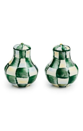 Emerald Check Salt & Pepper Shakers