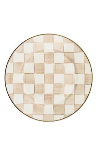 Mocha Check Dinner Plate