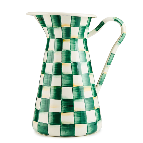 Mackenzie Childs Emerald Check Large Practical Pitcher