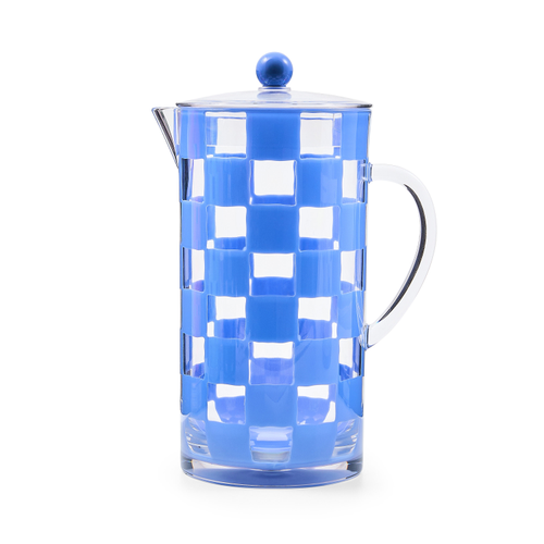 Blue Check Acrylic Pitcher