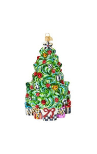 Classic Courtly Christmas Tree Glass Ornament