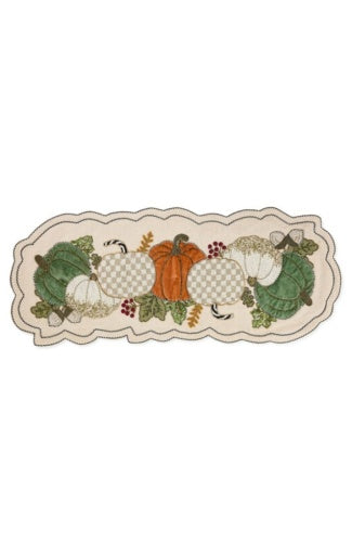 Mocha Check Pumpkin Beaded Table Runner