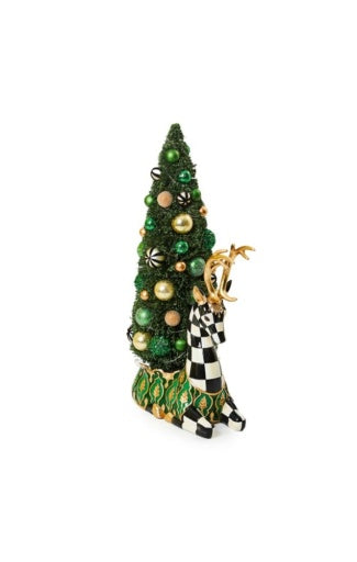 Emerald Luxe Illuminated Deer Bottle Brush Tree