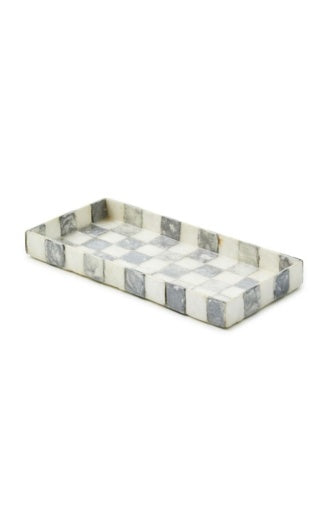 Sterling Check Capiz Vanity Tray
