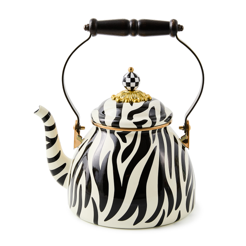 Mackenzie Childs Zebra 2 Quart Tea Kettle