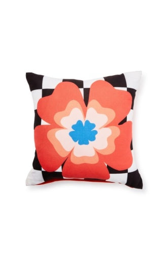 Dolce Vita Outdoor Red Flower Throw Pillow