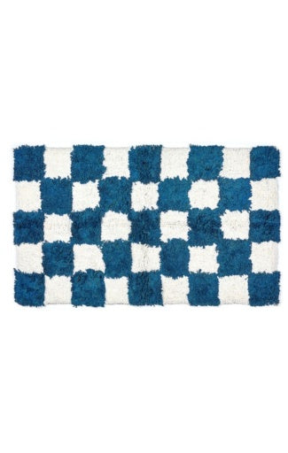 Checkerboard Navy Bath Rug
