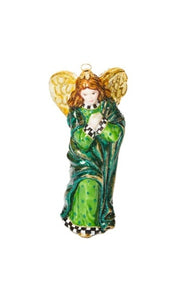 Emerald Luxe Angel Glass Ornament