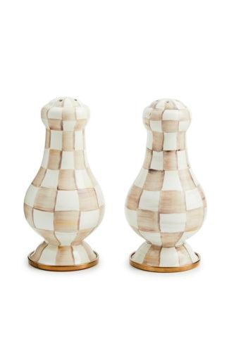 Mocha Check Large Salt & Pepper Shakers