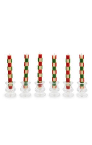 Check Red & Green Mini Dinner Candles, Set Of 6