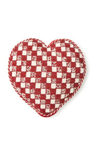 Red And White Check Heart Shaped Throw Pillow