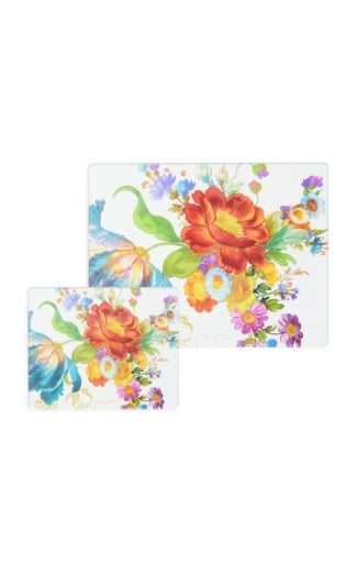 Flower Market Glass Cutting Board, Set Of 2