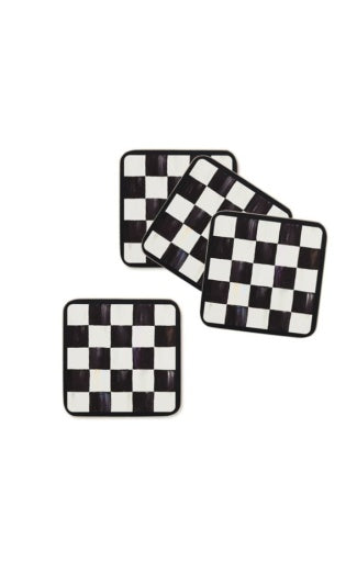 Courtly Checked Cork Back Coasters, Set Of 4