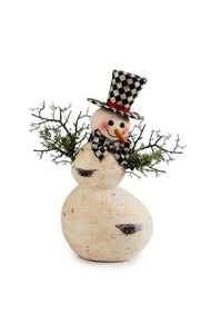 Farmhouse Holiday Small Birch Snowman Figurine