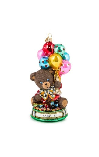 Baby'S 1St Balloon Bear Glass Ornament