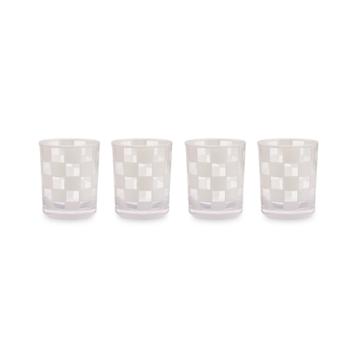 White Check Acrylic Tumblers, Set Of 4