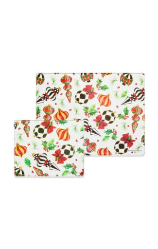 Deck The Halls Glass Cutting Board, Set Of 2