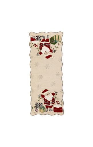 Santa With Tree Lights Beaded Table Runner