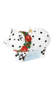 Cozy Christmas Pig Glass Ornament