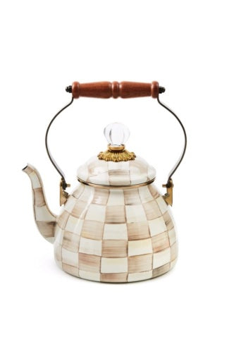 Mocha Check 2 Quart Tea Kettle