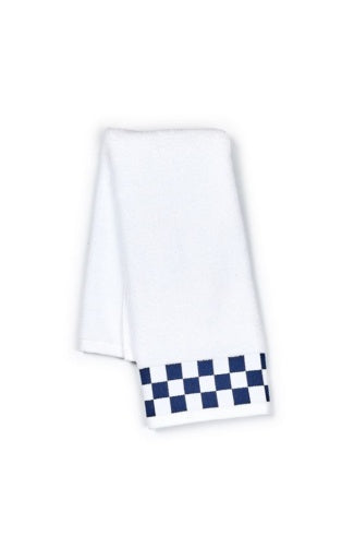 Hand Towel With Navy Check Border