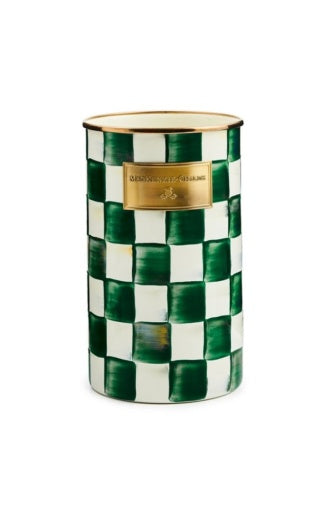 Emerald Check Utensil Holder