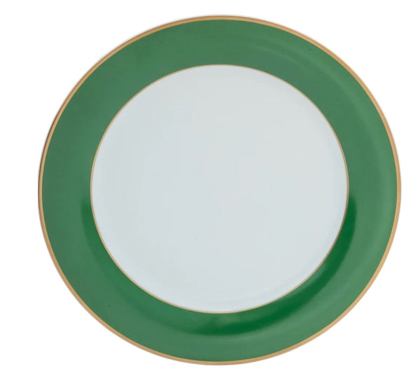 ColorSheen Emerald Green/Gold Ultra White Dinnerware