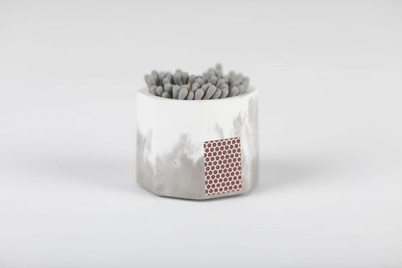 Grey & White Match Holder w/ Striker & Grey Matches