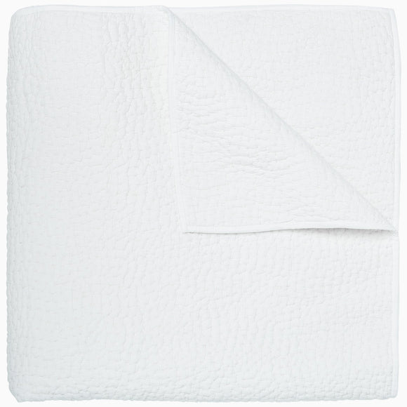 John Robshaw Organic Hand Stitched White Coverlet, King