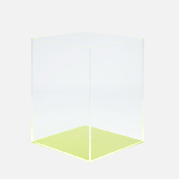 Monette Square Wastebasket, Acrylic - Clear/Chartreuse