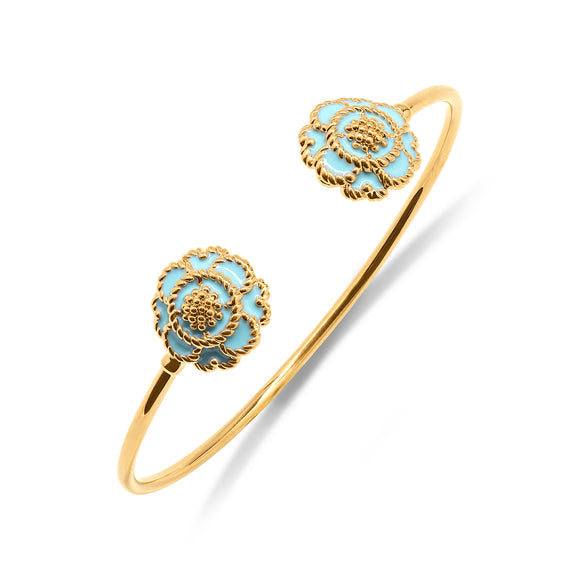 Capucine Enamel Blossom Wrap Bracelet - Turquoise