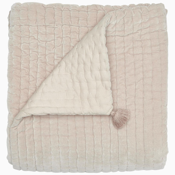 John Robshaw Quilted Sand Velvet Throw