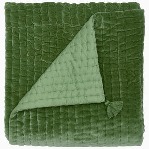 John Robshaw Quilted Moss Velvet Throw