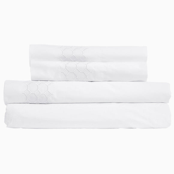 John Robshaw Sana White Sheet Set, King