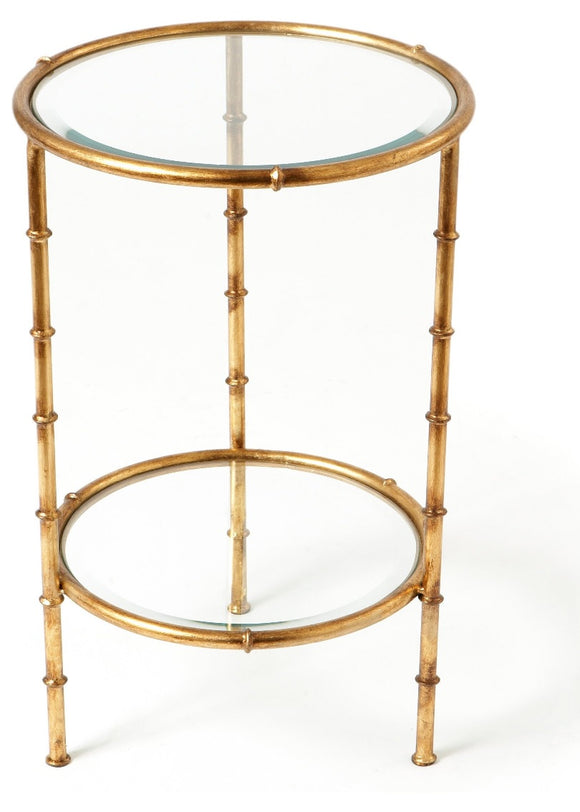 Antique Gold Round Bamboo Table
