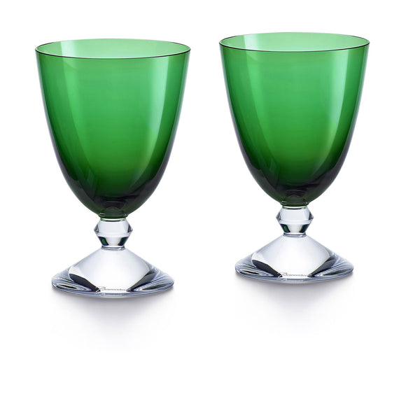 Baccarat Vega Small Green Glass, Set of 2
