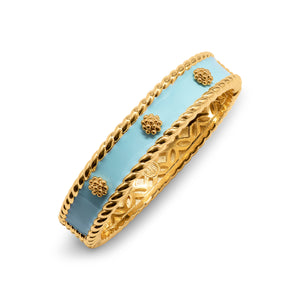 Berry Enamel Small Hinged Cuff -Turquoise