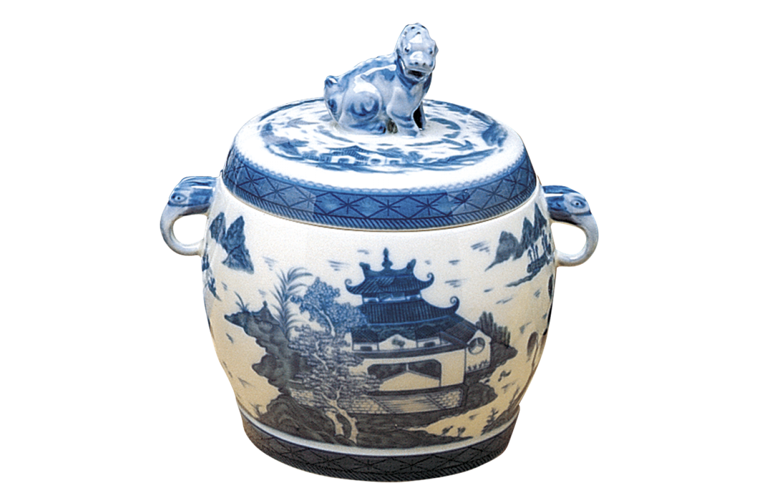 Mottahedeh Blue Canton Sm Fu Dog Jar