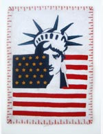 White Pillow with Flag & Statue of Liberty