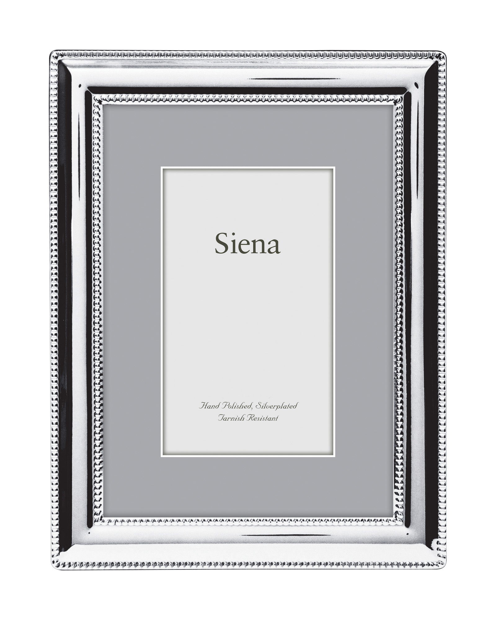 Double Border Beaded Siena Silverplate Frame