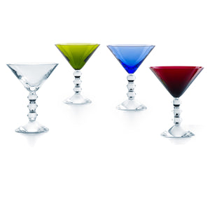 Baccarat Vega Martini Set/4, Clear, Blue, Moss, Red