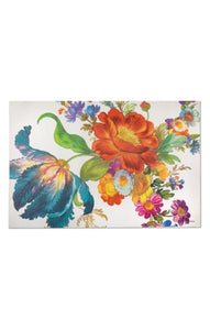 Flower Market Blooms Floor Mat, White, 2' x 3'