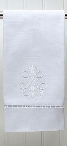 Ladder Lace Embroidered Guest Towel - White on White