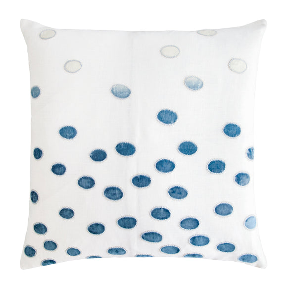 Ovals Applique Linen 22x22 Pillow - Azul