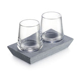 Simon Pearce Alpine Whiskey Glass Set of 2 with Soapstone Base